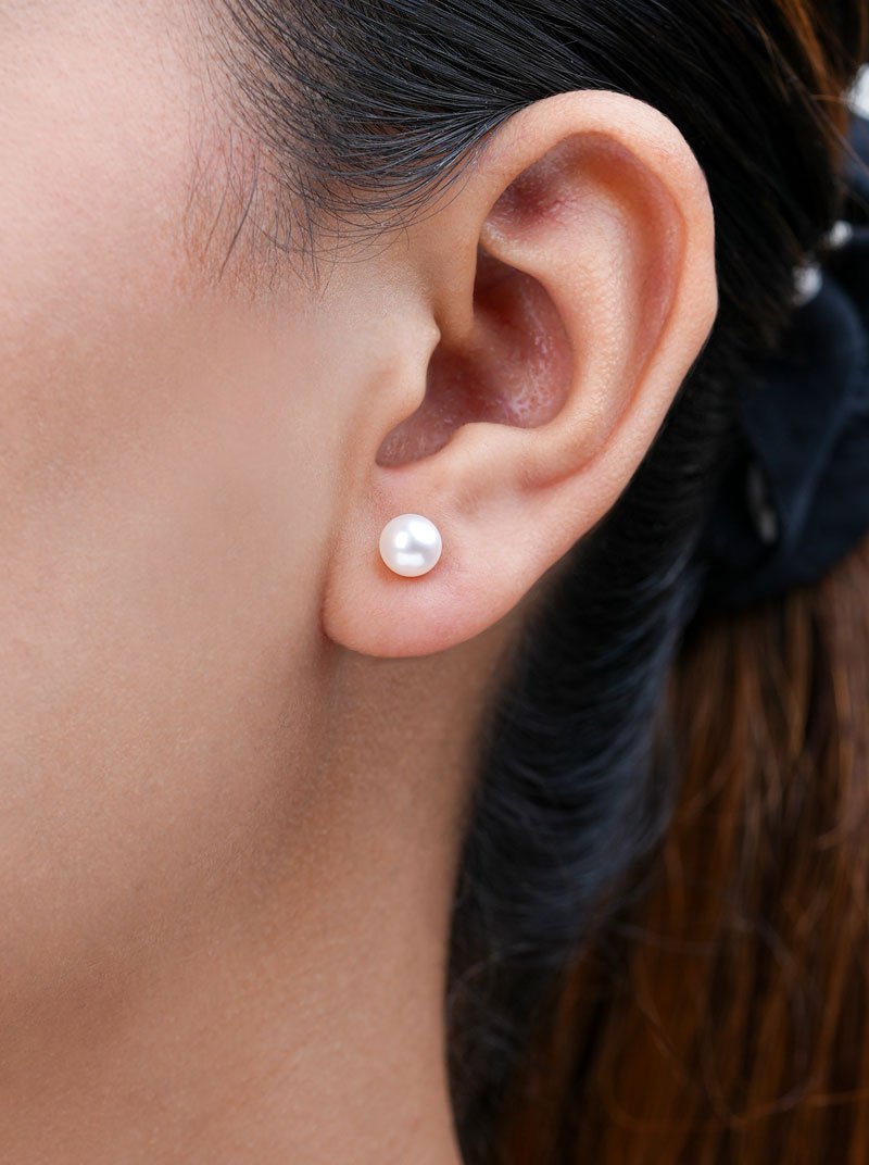 Monstera Pearl Drop Earrings (Pure Silver) - Gold